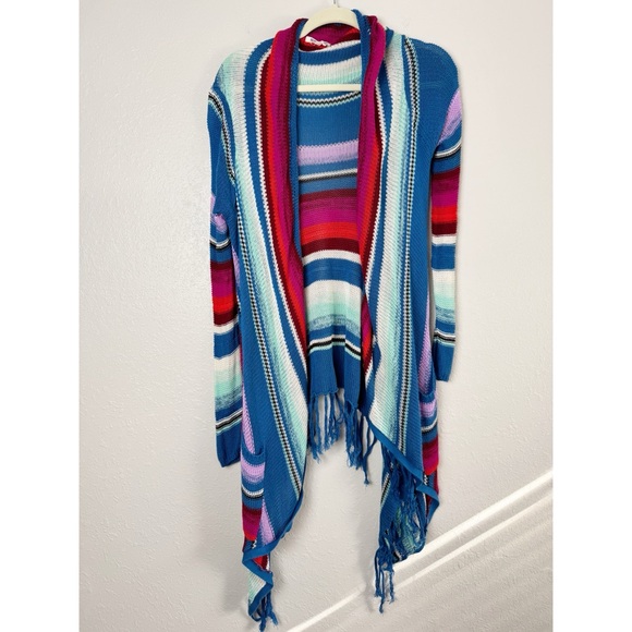 Billabong striped blue bird beach rambler cardigan sweater M - Picture 3 of 13